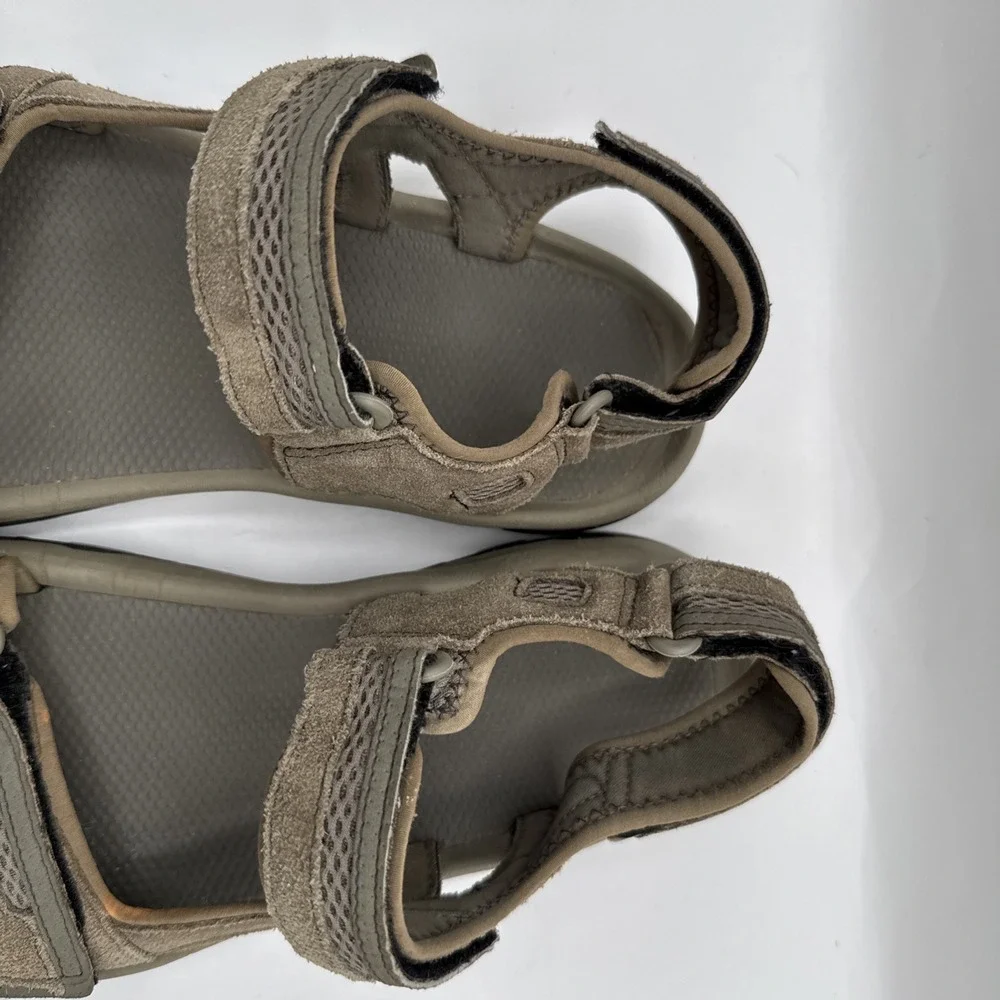 Teva Hudson Sandals Mens Sz 13 Suede Leather Green Gray 3 Adj  Straps Hiking‎